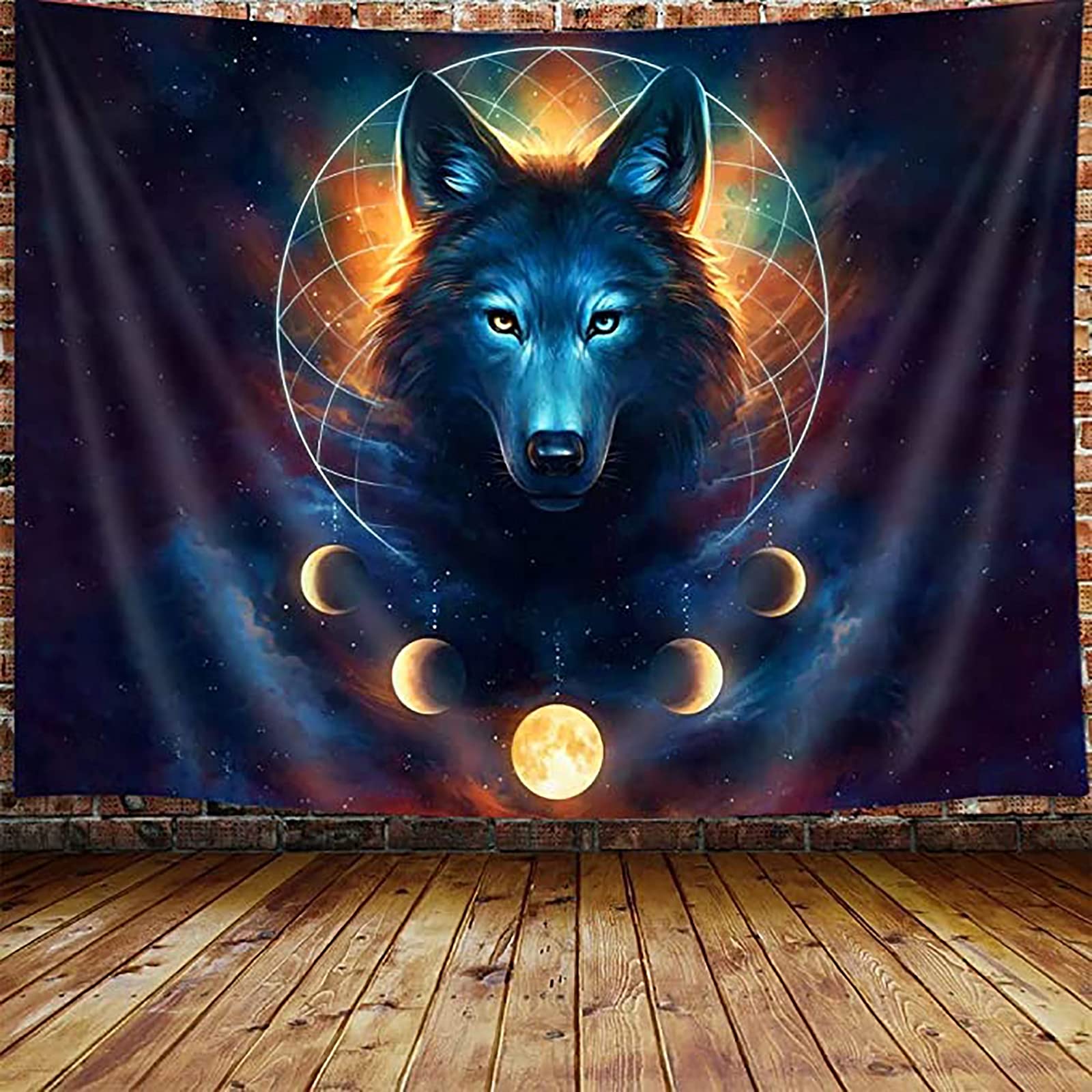 LH&BDWolf Moon Tapestry Wall Hanging for Bedroom Tapestries Poster Blanket Dorm Home Decor,79x59 in