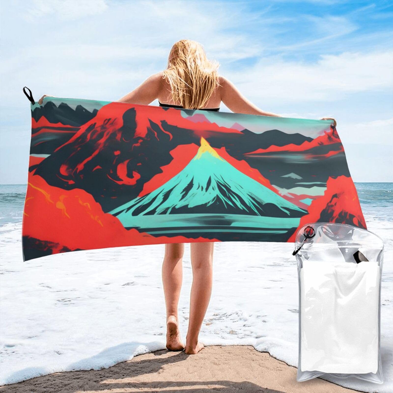 AYYQWE Volcano Bloom Print Lightweight Towel For Men Women Travel Beach Camping Hiking Yoga Swimming Sports