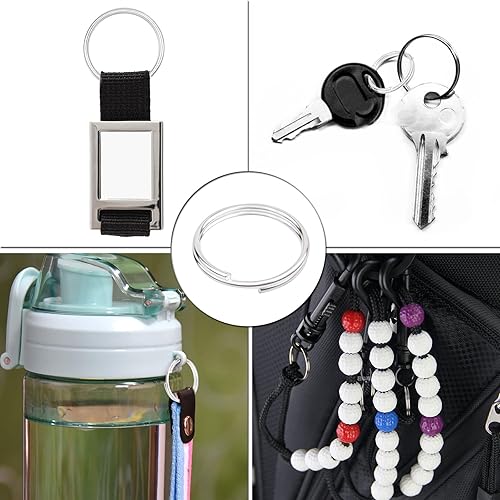 Vista 53 de Aylifu 200 anillos de metal divididos, anillos de salto de doble bucle chapados en níquel de 0.63 pulgadas, pequeños anillos de llavero de cristal