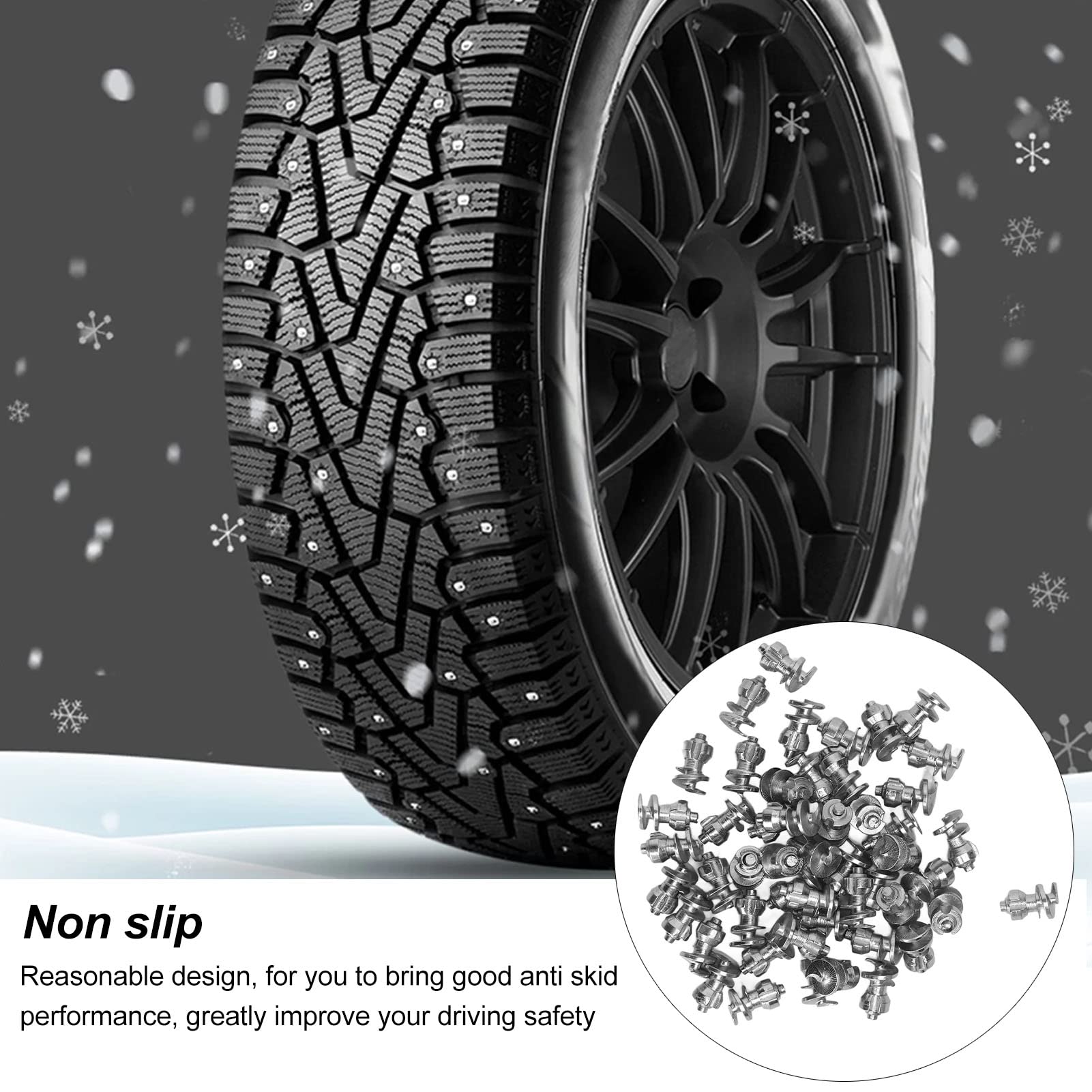 Tbest Pneus de Roue de Voiture, Clous, Conception Universelle et Forte