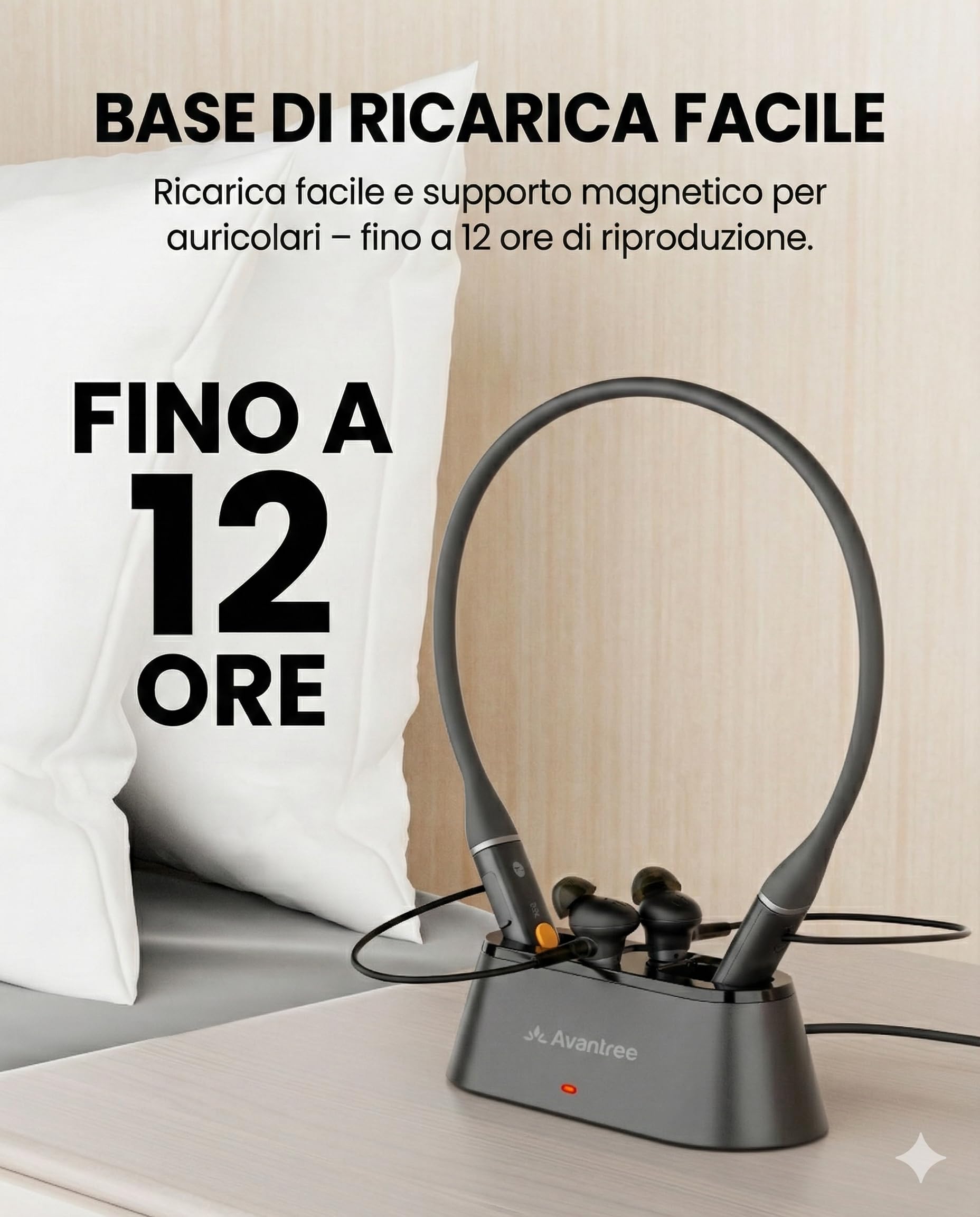 Avantree Aura Loop – Auricolari TV Wireless di Nuova Generazione con Auracast & Base di Ricarica, 3 Modalità EQ con Voice Clear per Anziani, Supporta Connessione Auracast One-to-Many