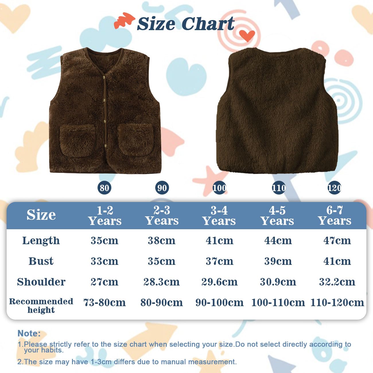 Lindo Bebé Niño Chaleco, Baby Chalecos de Felpa Doble Cara Sin Mangas con Botones a Presión, Bebé Cálido Chaqueta para Otoño, Invierno, Chaqueta Unisex con Bolsillos, Caqui/Marrón, 1-7 Años.
