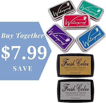Best Stamp Metallic Pigment Ink Pad - Gold and Silver & 5 Colors Waterproof Stamp Pads