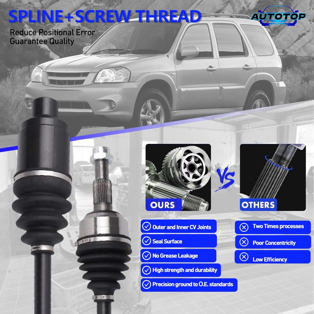 Front CV Axle Shaft Assembly Set of 2 FIT 2010-2016 Equinox Terrain 2.4L 1st Design CV Joint Drive Axle Replaces 20906475 20906474 661516 661517