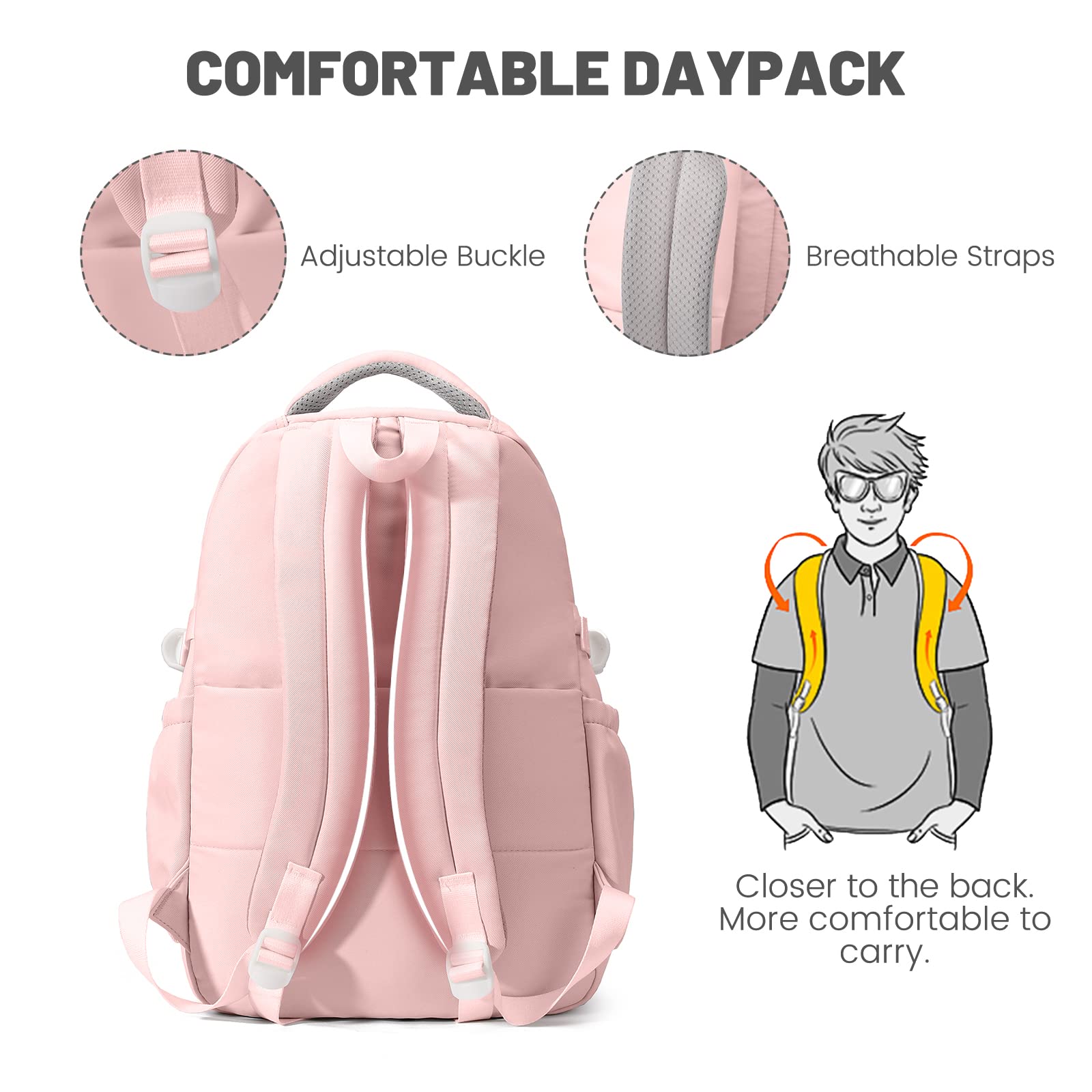 Amythe Mochila Escolar para Adolescente Niña, Mochila Informal Niñas Niños Gran Capacidad Mochila de Viaje para Portátil de 15.6" Bolsas Escolares niños de 10 12-18 años