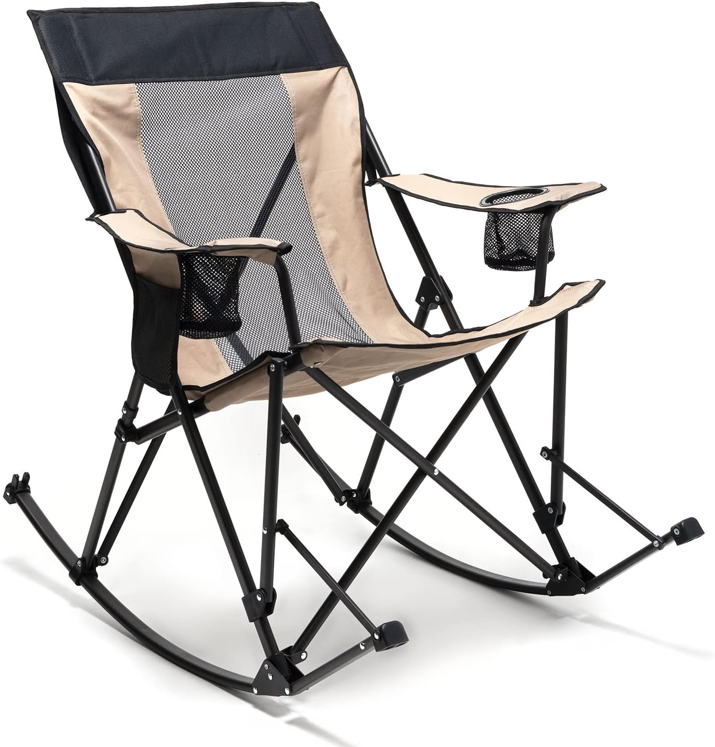 SunnyFeel Camping Rocking Chairs for Adults, Outdoor Folding Rocker, Reclining Lawn Chair, Mesh