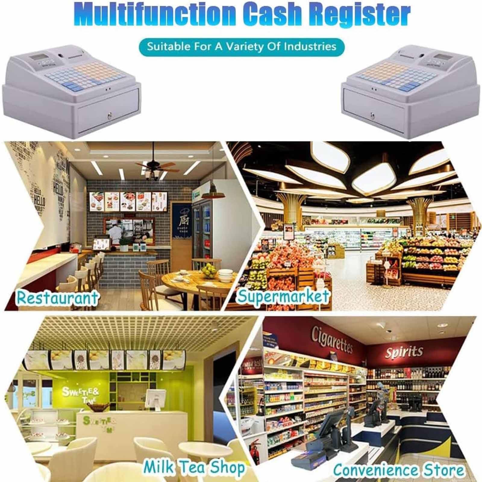 PixCy Registro de Efectivo electrónico con Pantalla LED Digital orientada al Cliente, 81 Teclas recaudadas de Llaves, 8 Caja registradora Comercial LED Digital para Negocios/Restaurante/Tienda