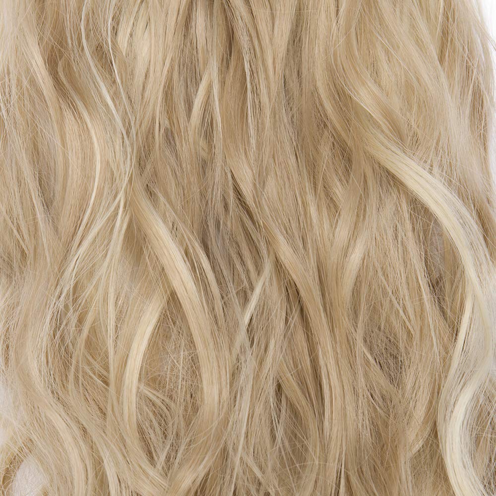 24"(60cm) SEGO Extensiones de Cabello Clip de Pelo Sintético Se Ve Natural 8 PCS [Sandy Rubio mezcla Blanqueador Rubio] Rizado Ondulado Largo Postizos Pelucas (140g) — view 3