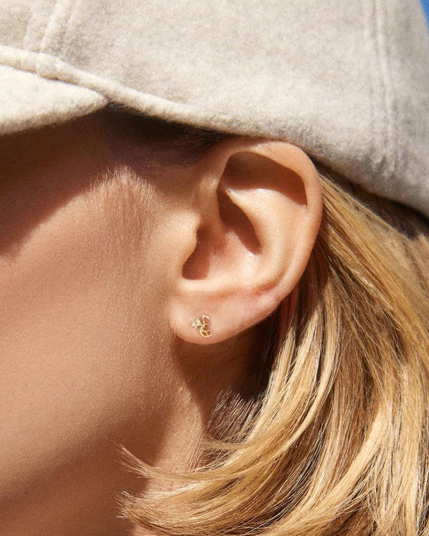 Flat Back Earrings- 14K Gold/White Gold Plated Tiny Bow Sun Moon Star Hammerhead Shark Dragon Cowboy Boot Palm Tree Softball Flatback Stud Earrings for Women Helix Jewelry - Image 4