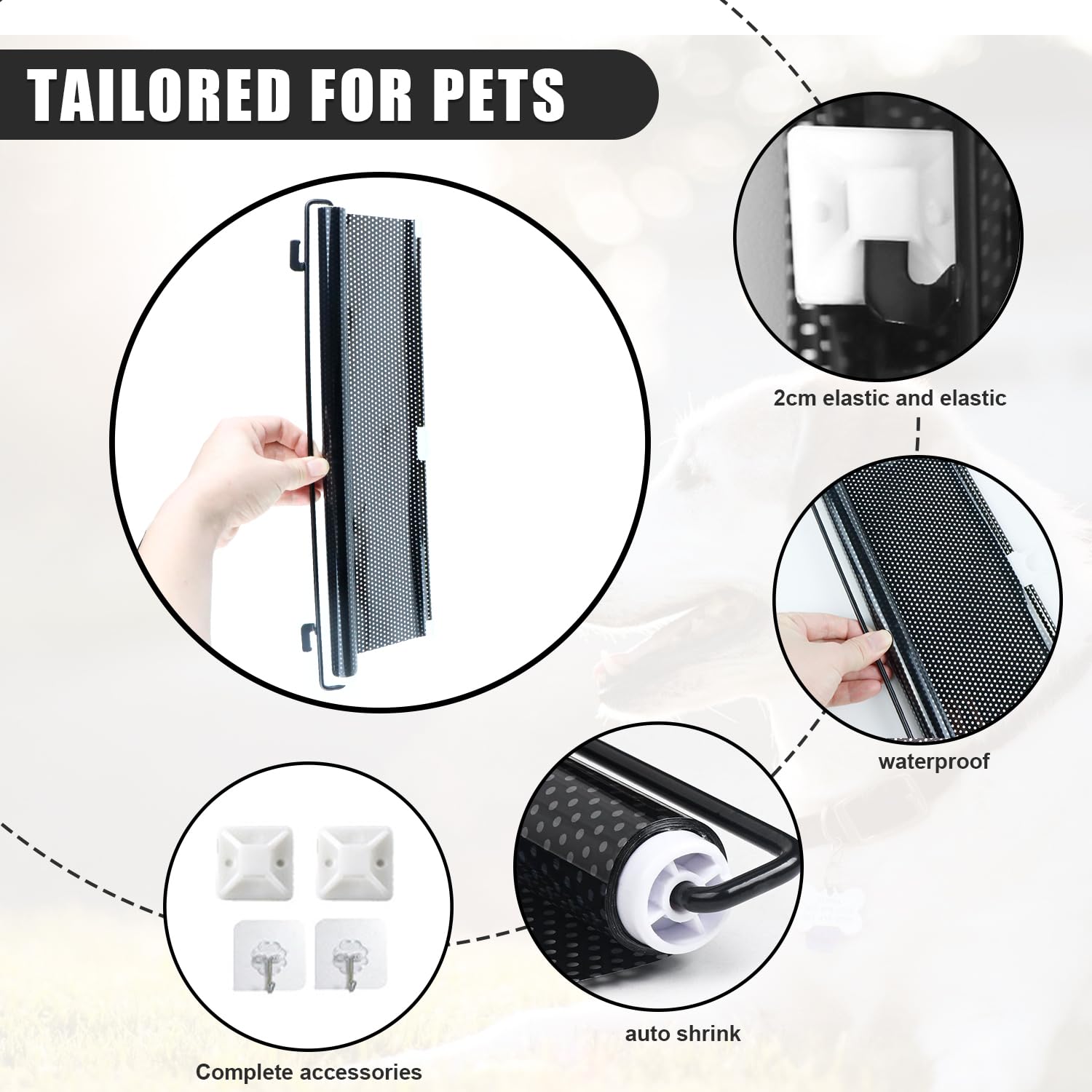 Cancelletto Cani Barriera Cani Cancelletto Scale,Recinto Retrattile per la Sicurezza dei Piccoli Animali Rete anti Infortunio, Altezza 40 CM Lunghezza Retrattile 125 CM, Versione Nera