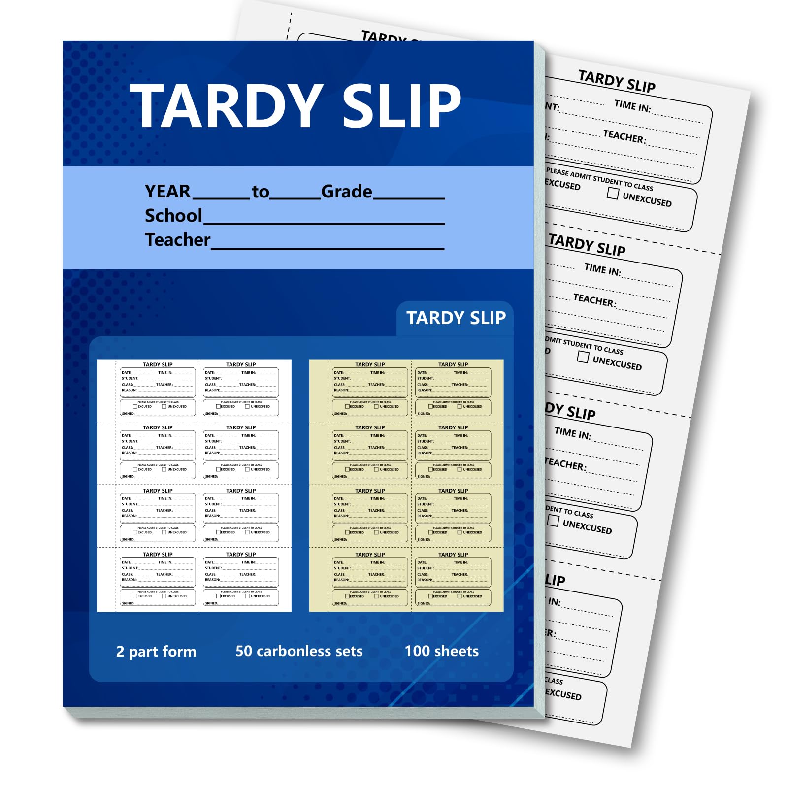 400 Pcs Tardy Slip Book with Carbonless Duplicates Easy Removal Fold and Tear with 3.9 * 2.8inch (Tardy Slips) 2 Part Form Register Book for Student