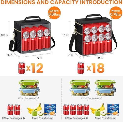 Miniatura 2 de Insulated Lunch Box for Women Reusable, Leak Proof Cooler Lunch Bag Women for Work Stylish Quilted Lunch Tote Bag for Adult Picnic Travel Hiking