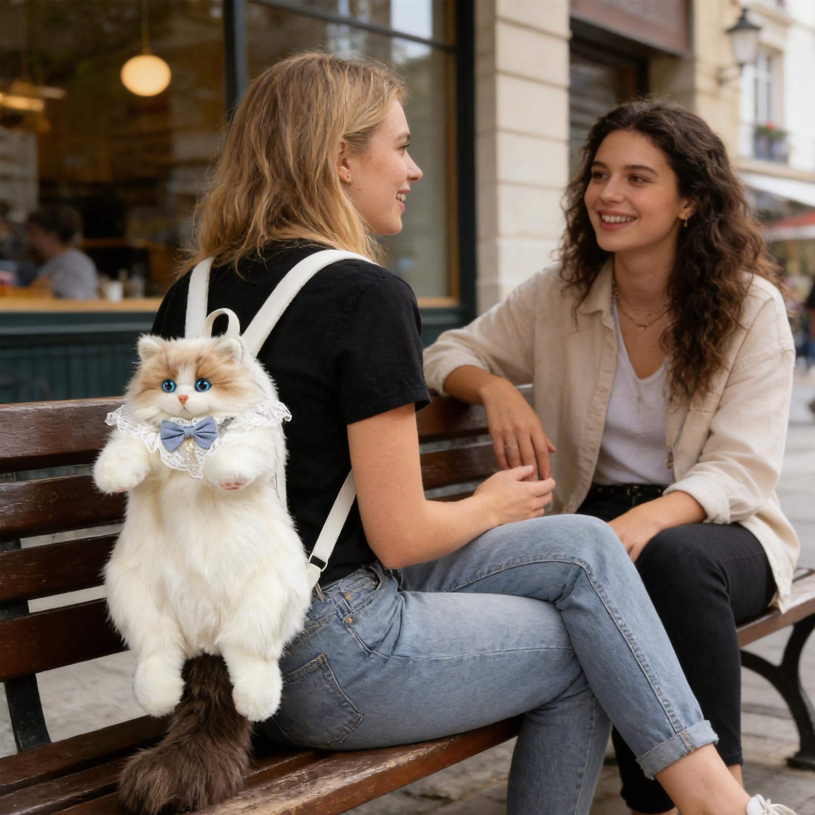 Mochila Gato Realista Bolso de Peluche Amplio | Mochila Realista De Gato Para La Universidad La Oficina Viajes Vacaciones Escuela Fin De Semana Trayectos Diarios Y Compras