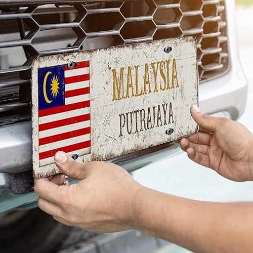 Miniatura 9 de Matrícula de metal de Malasia con bandera nacional de Malasia, placa de matrícula de la ciudad de Kuala Lumpur, regalo de recuerdo del país, placas
