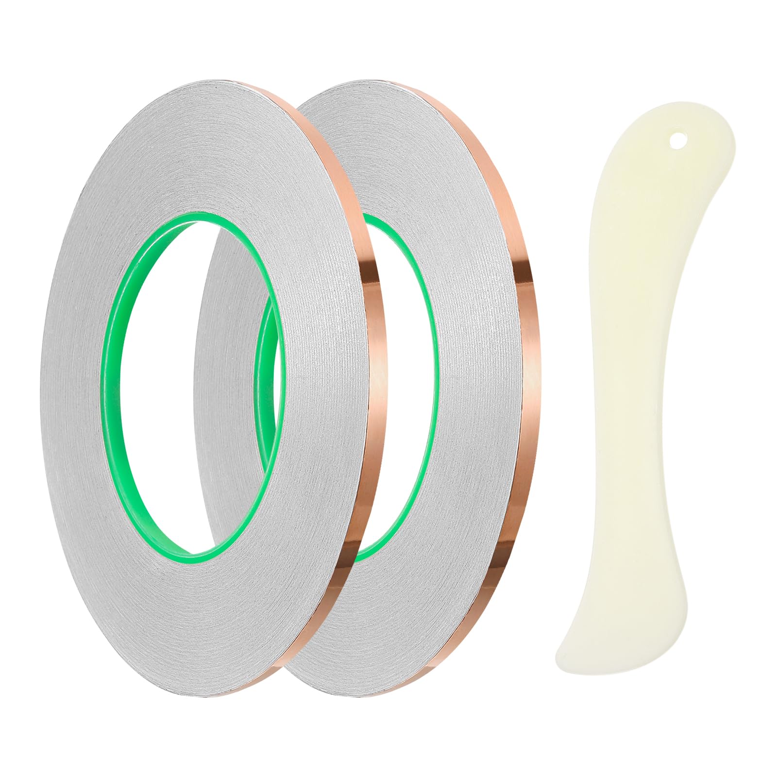 PATIKIL Copper Foil Tape, (6mm x 50m, Brass) (2 Set), Double Conductive Adhesive Tape with Correction Tool, Suit for - Guitar EMI/RFI Shielding/Electrical Repairs โ image 1