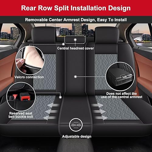 Miniatura 2 de Fundas de asiento para Nissan Kicks 2018-2024 2025 juego completo de fundas de asiento de automóvil impermeables de piel sintética (5 asientos,