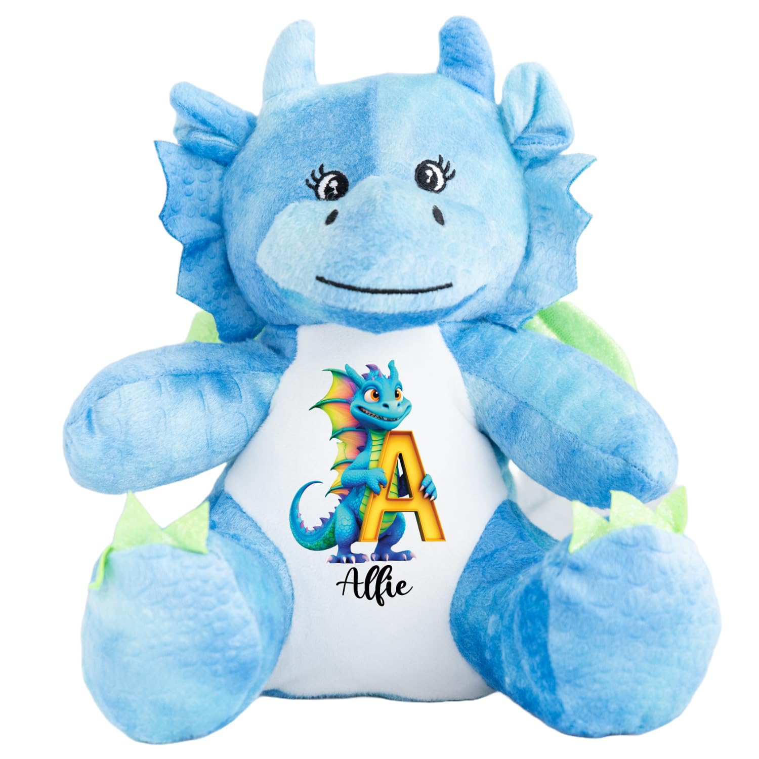 Crafted Memories - Personalised Dragon Bear | Custom Baby Keepsake | Ideal for Christenings & Baptisms | Washable Soft Toy | Boys & Girls Memento | Colourful Dragon | Baby Teddy, Personalised Option