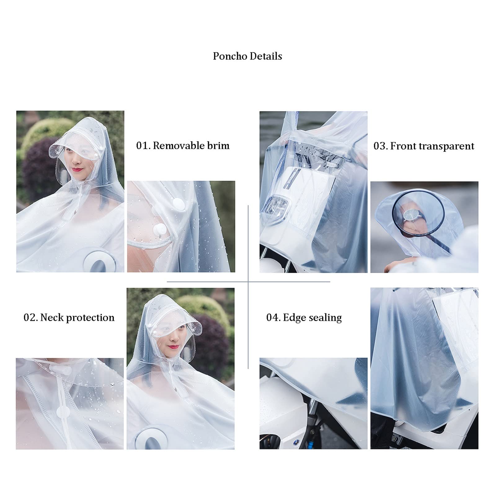 Peleryna przeciwdeszczowa rowerowa Poncho przeciwdeszczowe z kapturem z PVC Wiatroszczelne unisex na rower Ebike Motocyklowy pokrowiec na hulajnogę(Sky Blue,Twin)