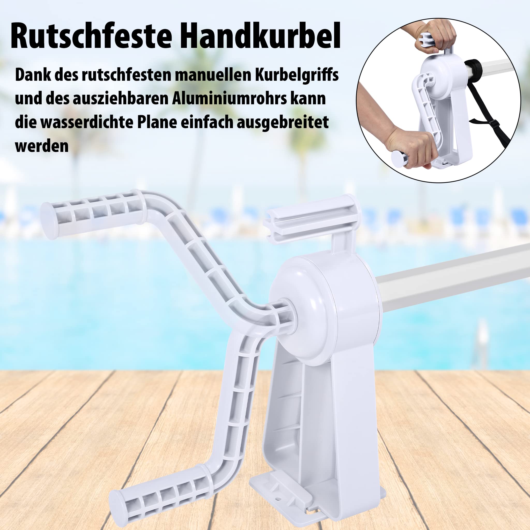 Aufun Pool Aufroller Premium 1,05-6,15 m, Mobiles Aufrollsystem für Poolplane & Abdeckung, fahrbar, witterungsbeständig