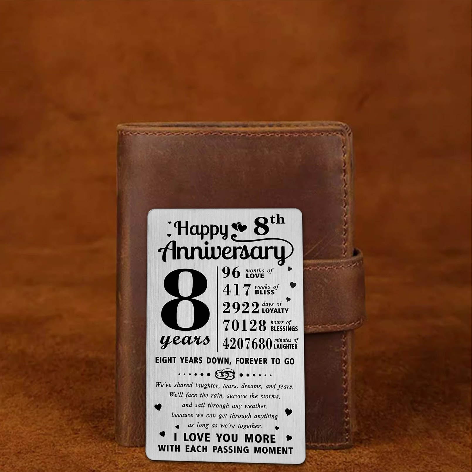 Richesele 8th Anniversary Card, Happy 8 Year Wedding Anniversary Wallet Card - Image 4