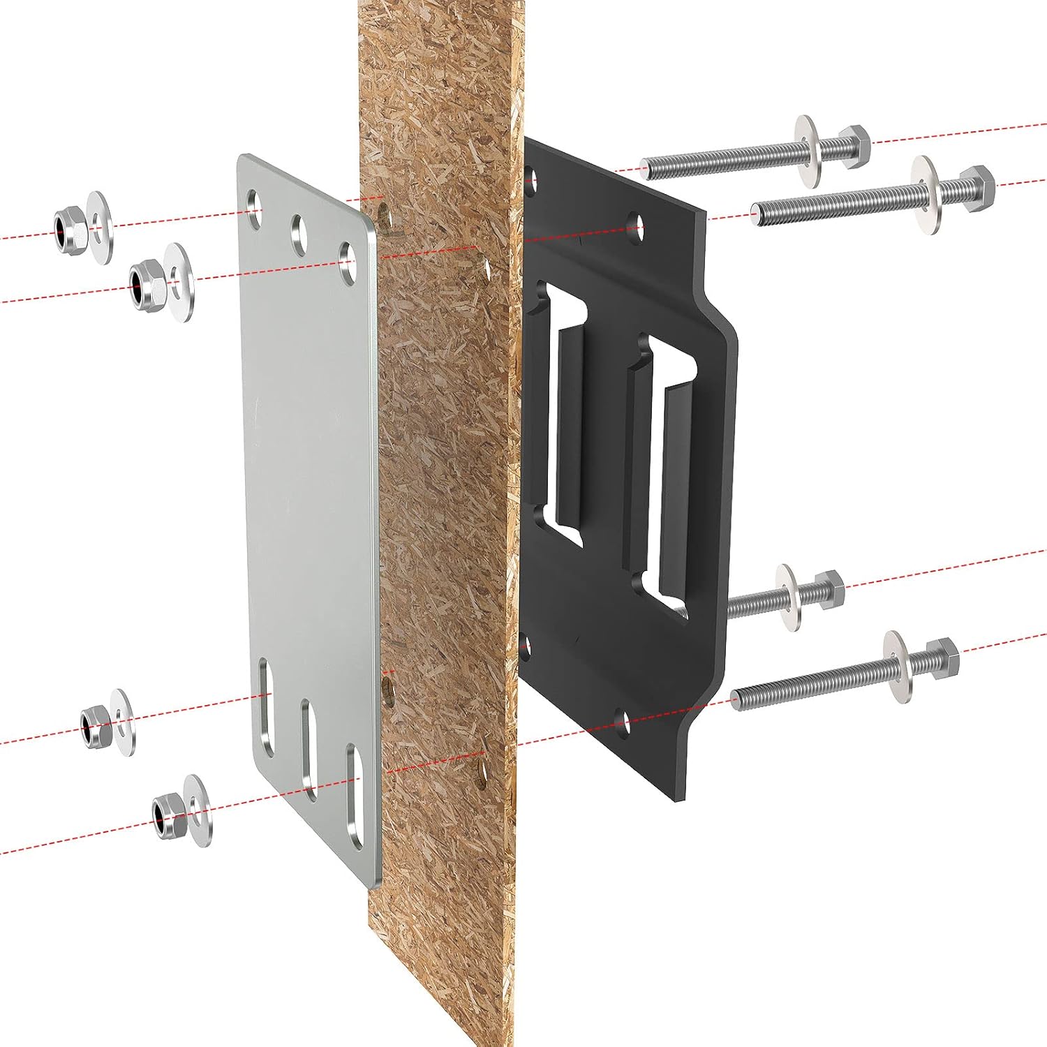 12 PCS Cargo E Track Rail Mounting Back Plate, Heavy Duty E/X-Track Backing Plate Accessories with Installation Kit