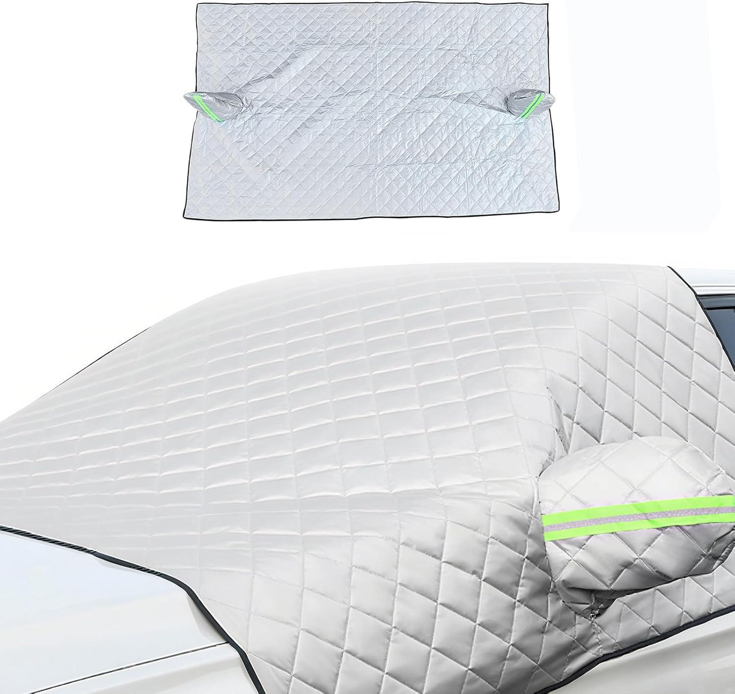 XhuangTech Windscreen Snow Cover, Heavy Duty Car Windshield and Wing Mirror Cover Waterproof, Thickened Privacy Protection Windshield Sunshade Cover Ice Frost UV Dust Water Resistant (M)
