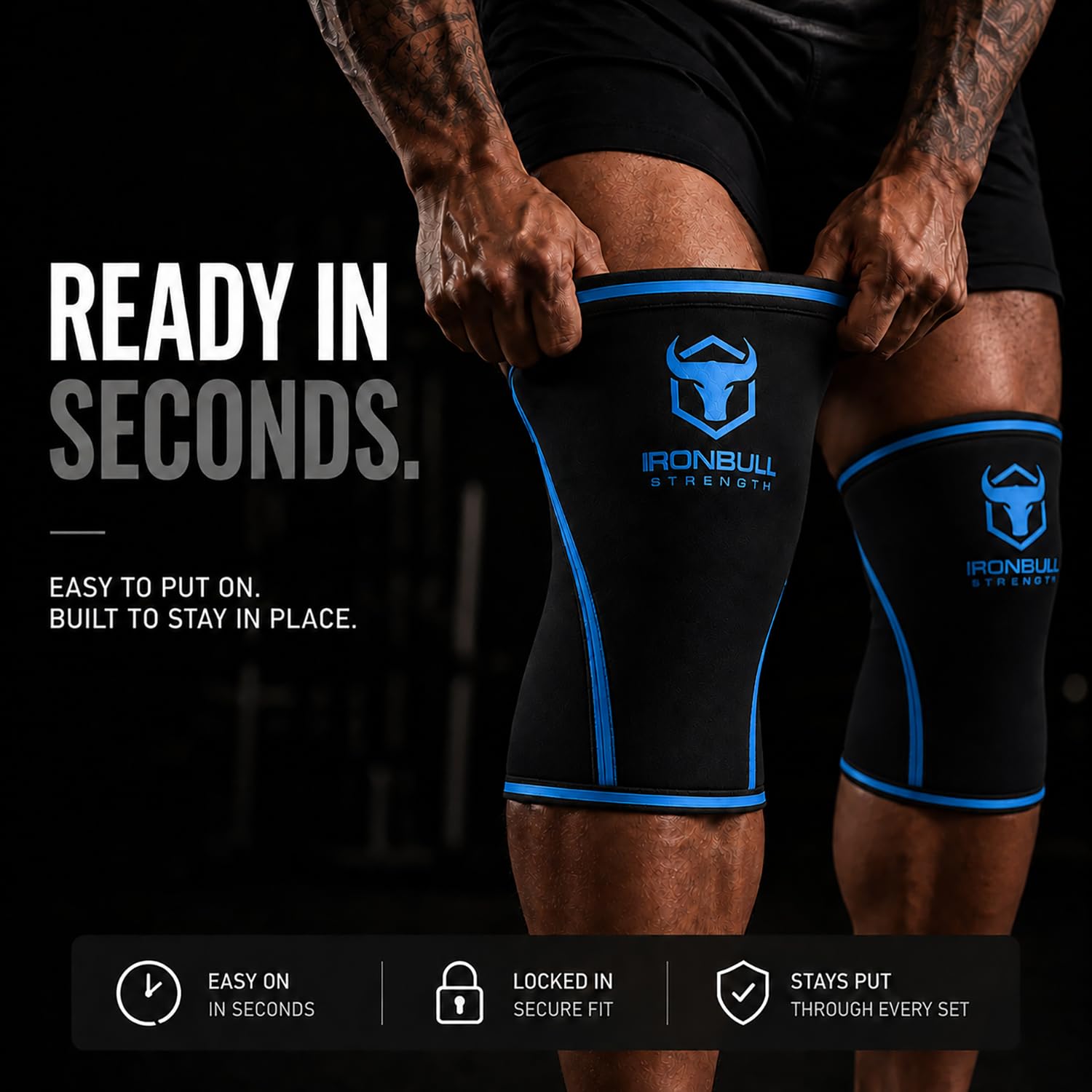 Iron Bull Strength Knee Sleeves 7mm 1 Pair - Compression Brace & Knee Sleeve For Weightlifting Powerlifting & Cross Training - Knee Support for Squats - Men & Women product thumbnail 6