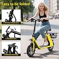 Vista 40 de SEHOMY Folding Electric Scooter with Seat for Adults, 15.5MPH, 20-Mile Range, 36V Battery, 12" Pneumatic Tire, Portable 450W Electric Scooters