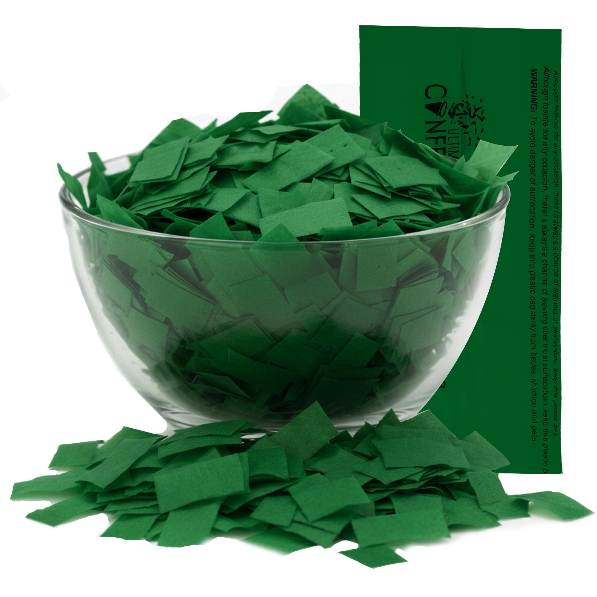 Ultimate Confetti, Rectangular Biodegradable Confetti – Dark Green Fluttering Tissue Paper Confetti for Cannon and Launcher use - Wedding Confeti, Birthday, Parties and Live Events - 1 lb, 16 oz