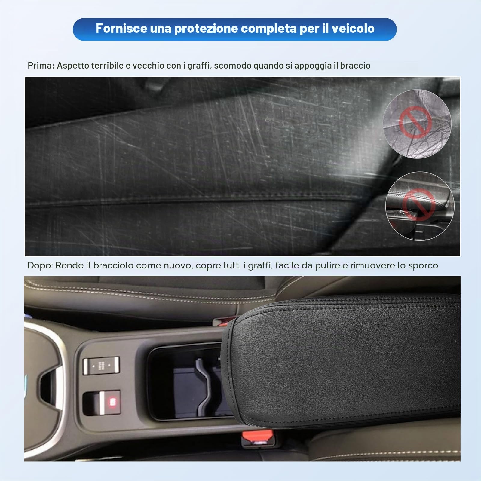 CDEFG Compatibile con Jeep Avenger 2023-2025 Copertura per Bracciolo Coperchio di Protezione della Scatola Console Centrale Guscio del bracciolo della indossabile Antigraffio Avenger Accessori (Nero)