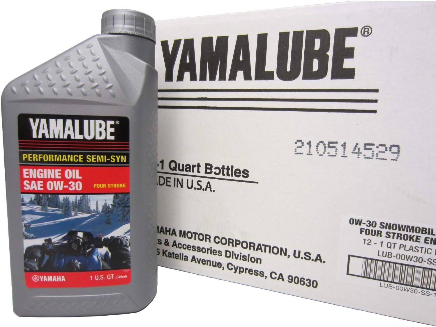 Yamaha LUB-00W30-SS-12 Yamalube 0W-30 Semi-Synthetic Oil, 1 Quart