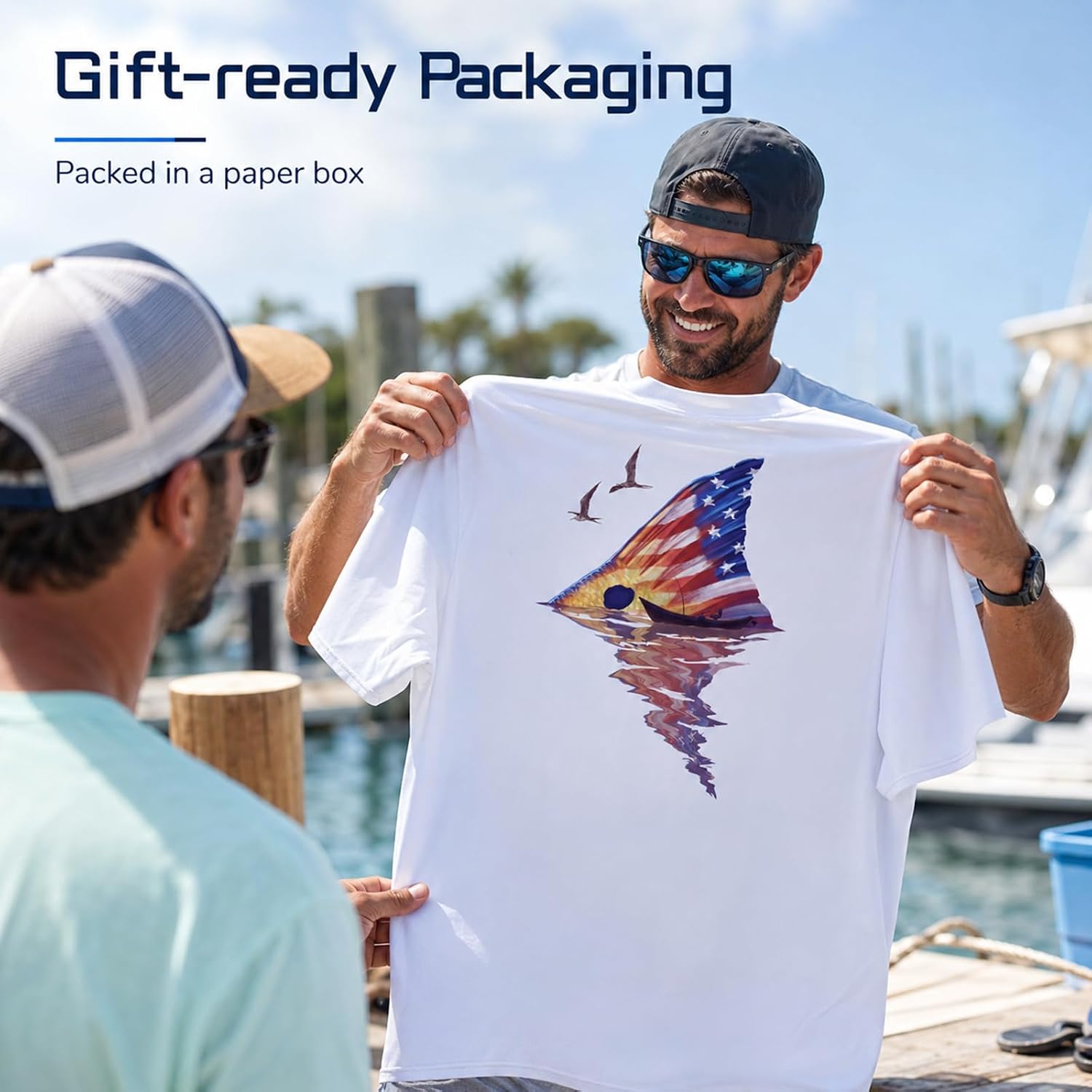 Palmyth Men's Fishing Shirt Short Sleeve Sun Protection UV UPF 50+ SPF T-Shirt