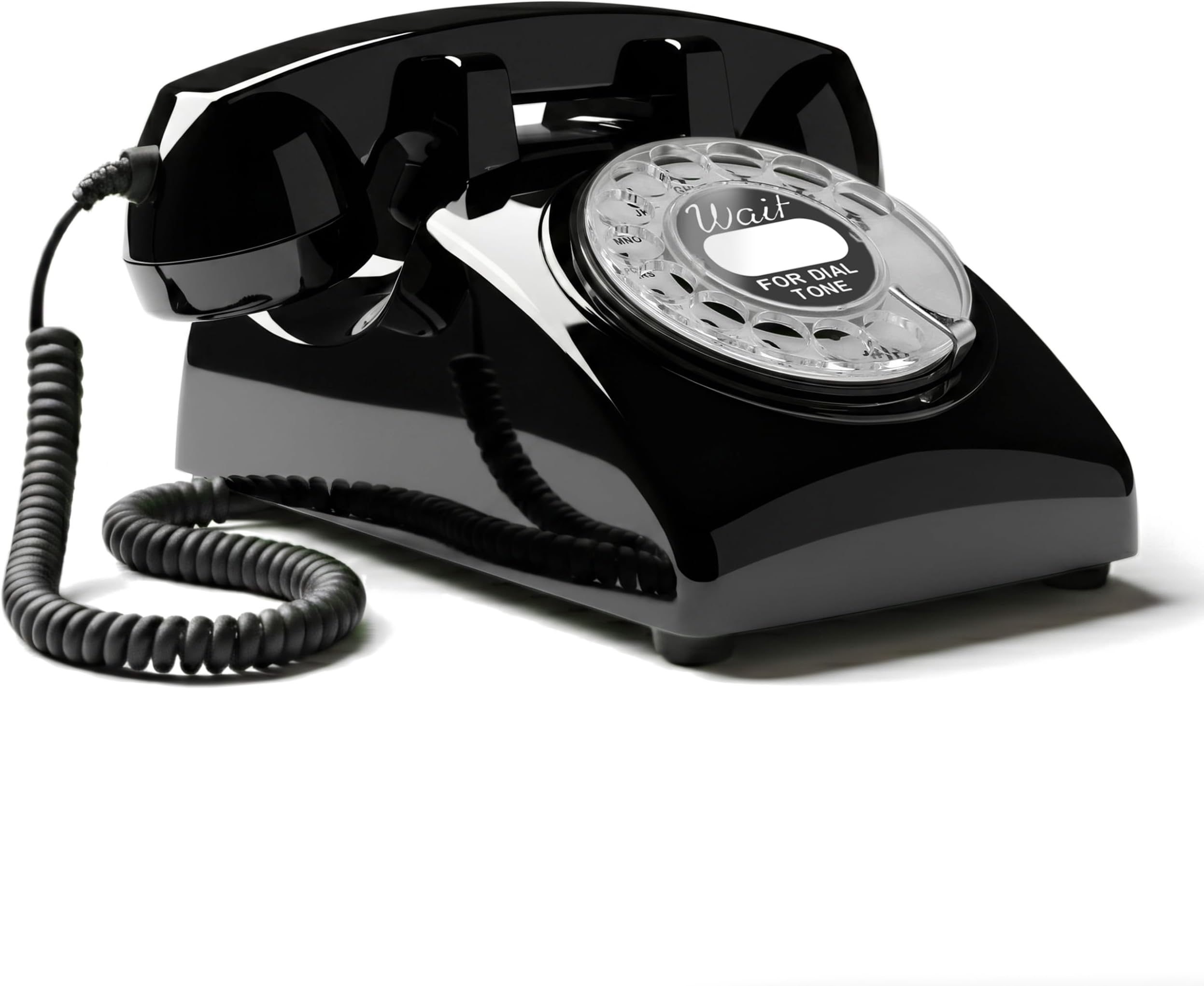 Opis Technology 60s Cable - Retro Rotary Landline Phone - Vintage 1960s Antique Style Desk Telephone with Real Metal Bell - Black