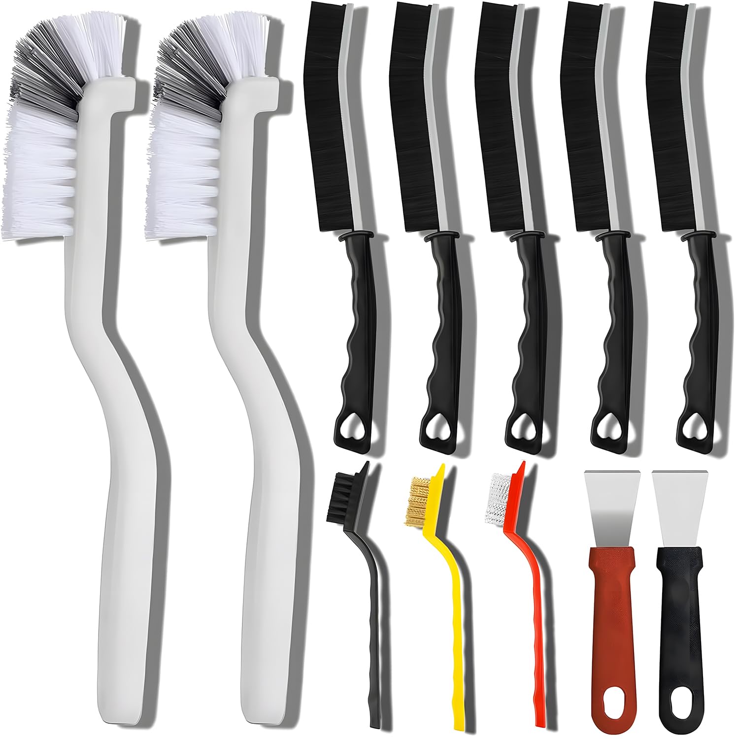 Cepillo de Limpieza de Grietas Multifuncional 12 Piezas Cerdas Duras para Cocina Baño Ventanas