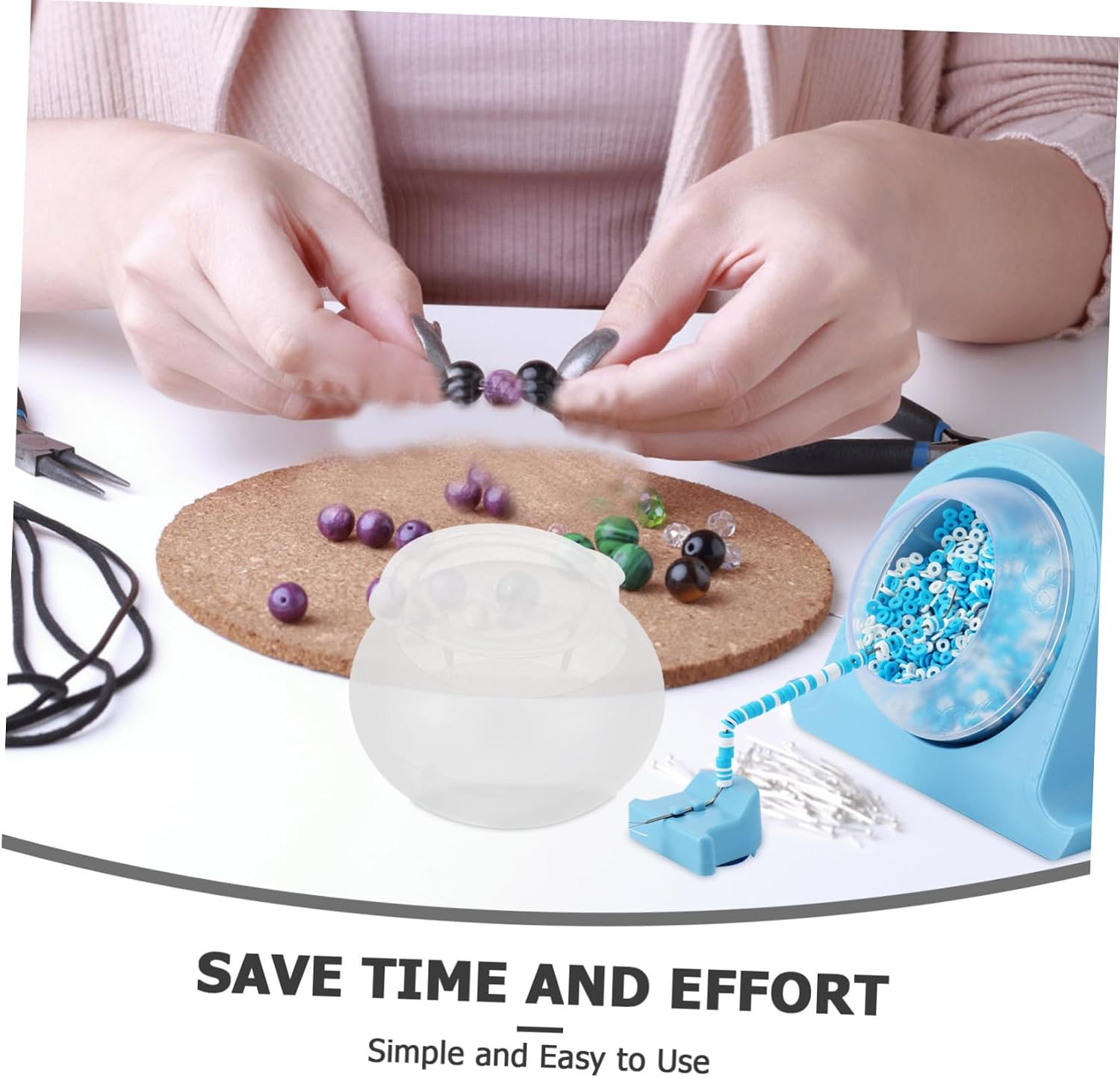 TEHAUX Bead Bowl Beading Device Accessory Practical Bead Holder for Jewelry Making Easy Use Rotating Bowl for Craft Projects for Stringing