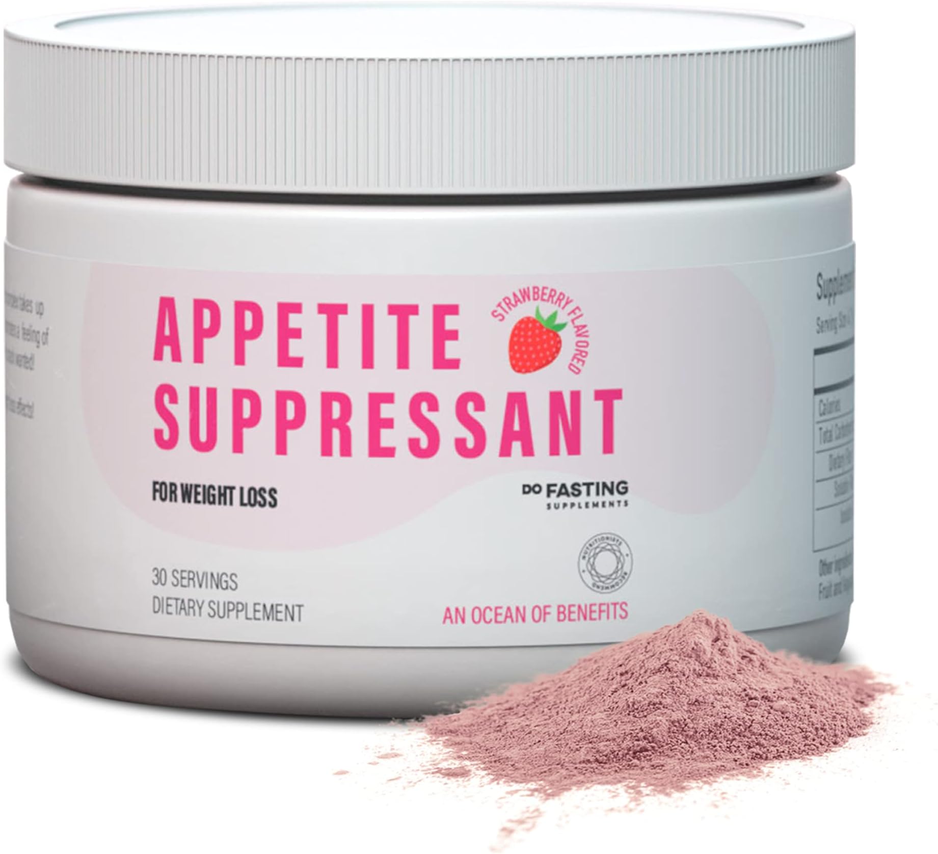 DOFASTING - Fiber Supplement, Nutritional Cellulose Powder and Konjac Root Glucomannan Fiber Supplement for Intermittent Fasting, Vegan and Gluten-Free, Strawberry Flavor, 4.97 oz, 30 Servings