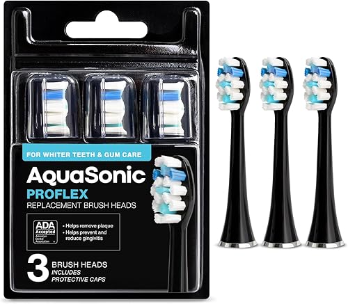AquaSonic Cabezales de cepillo de repuesto originales Proflex  Aceptado por ADA  para dientes más blancos y cuidado de las encías  Compatible con
