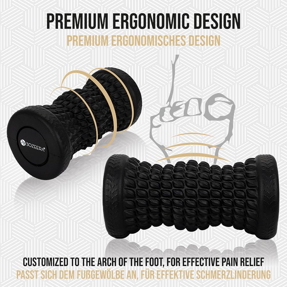 BOZEERA | Rouleau Massage Pied, Massage Ball Picot & Balle Lacrosse | Reflexologie Plantaire, Soulagement Musculaire, Aponévrosite Plantaire | Avec Vidéo, Poster & Sac
