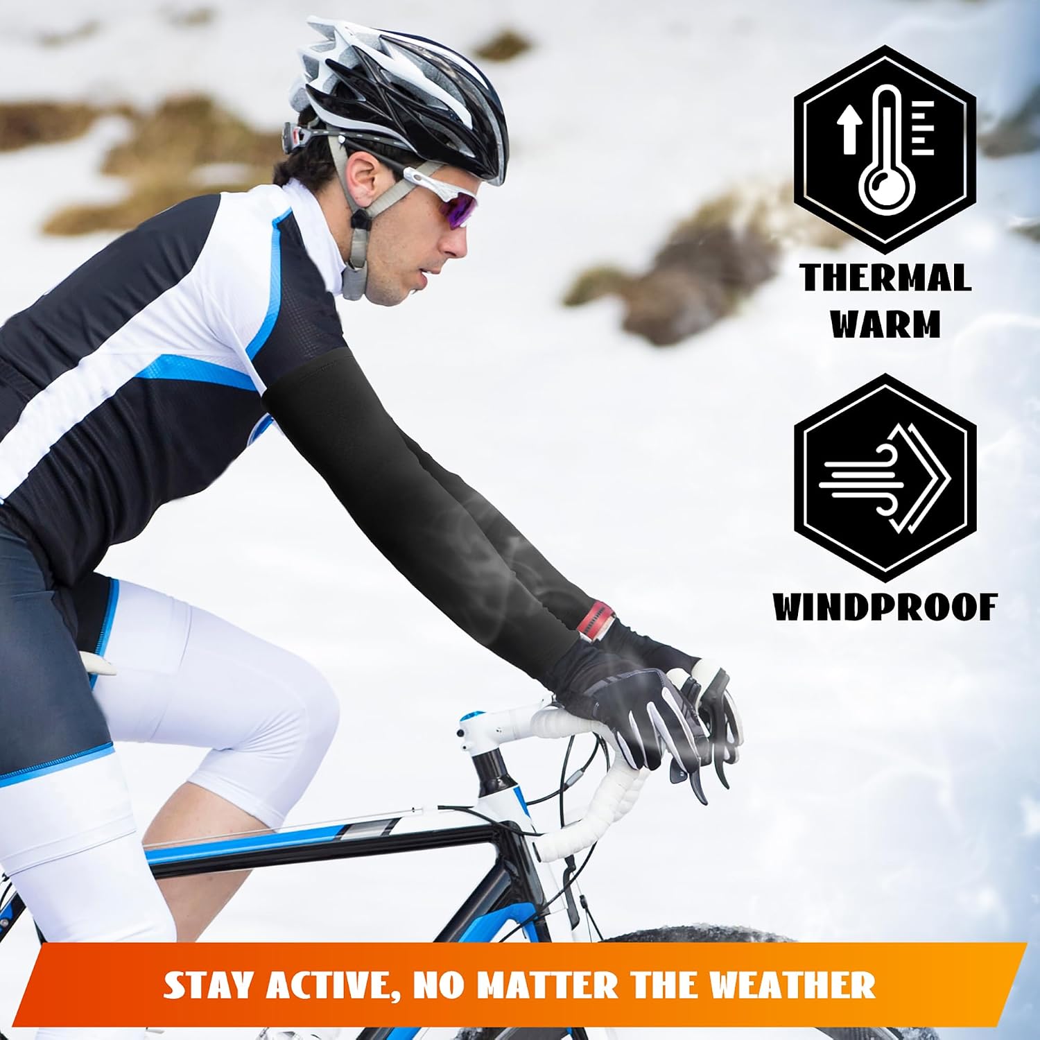 Arm Warmers 2 Pieces, Arm Sleeves for Men Women, Running Arm Warmers Thermal Winter Warm for Running Cycling