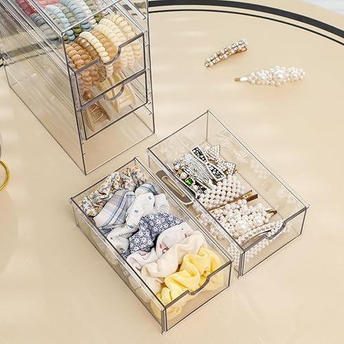 Miniatura 2 de FABROK Caja organizadora de accesorios para el cabello transparente con 4 cajones, juego de cajones de organización de almacenamiento compacto para