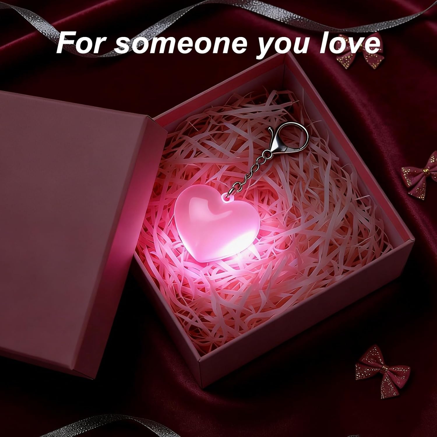 2 Pack Heart Purse Lights for Handbags, Rechargeable Automatic Sensor LED Bag Light, Clip On Mini Keychain Handbag Accessory, Mothers Day Gifts for Mom Women Girls(White and Pink)