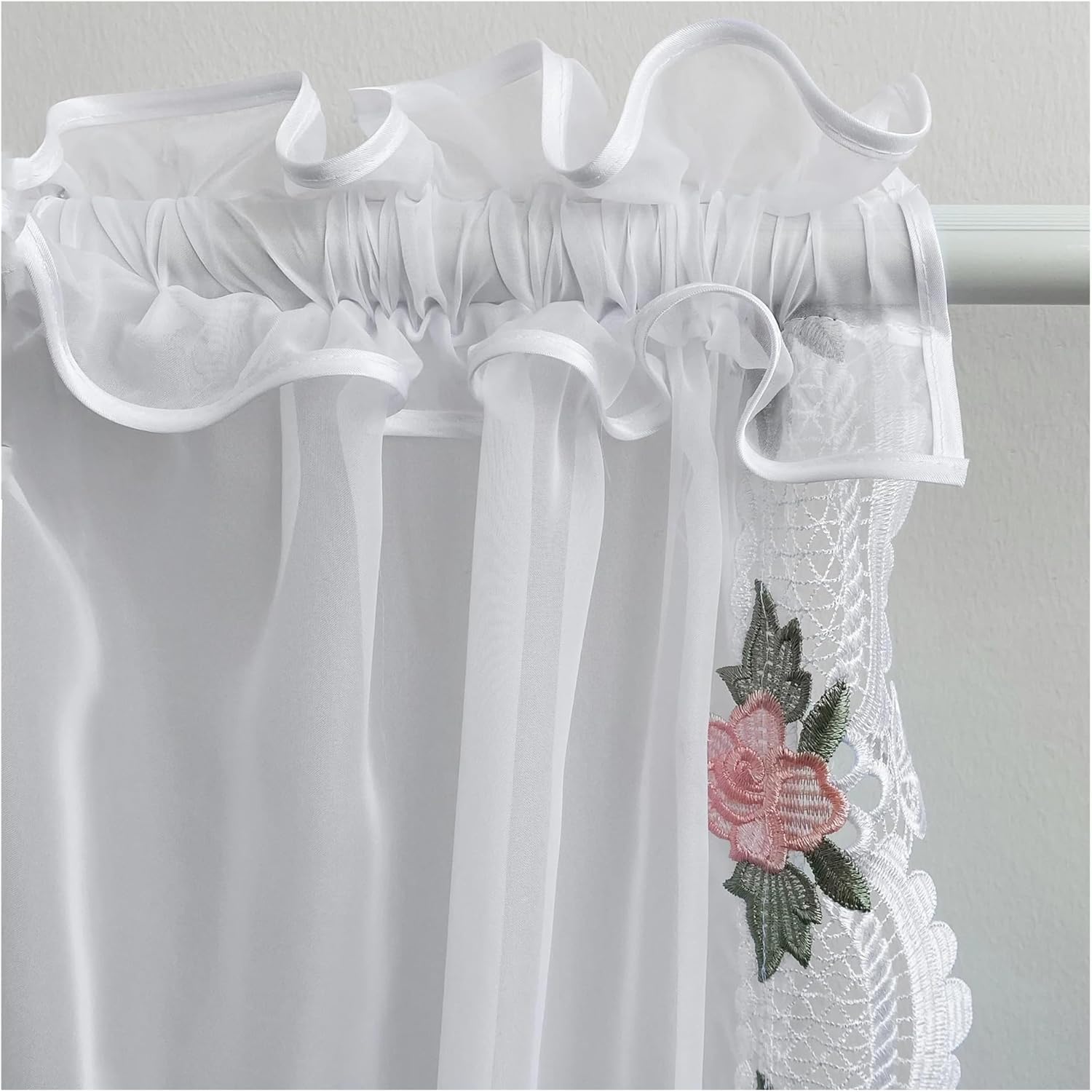 Solid Blackout Curtains for Bedroom 2 Pieces Transparent Sheer Curtains for Hotels, Lace Designed Drapes(W150xH150cm)