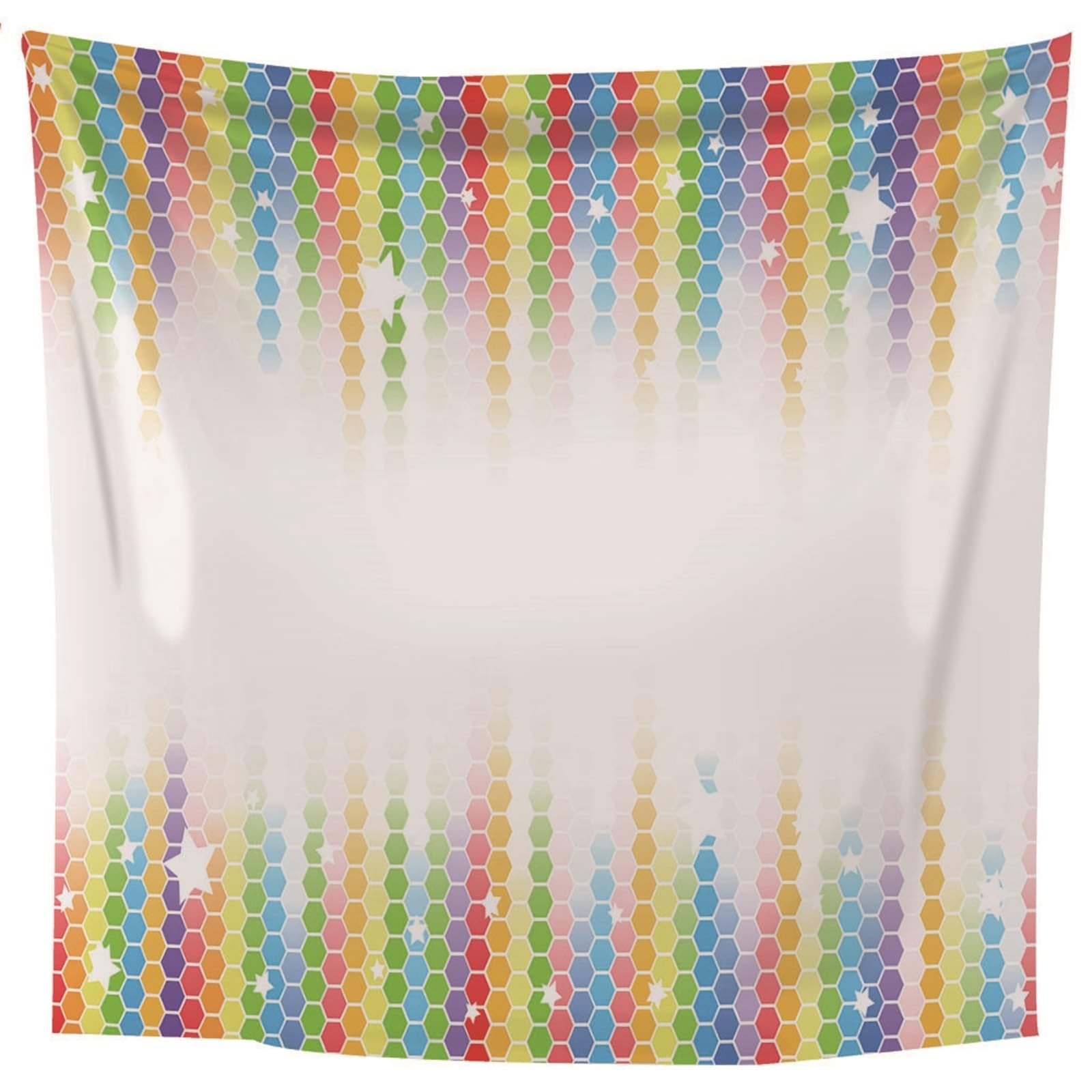 Lieson Wandteppich Sechseckiger Stern, Wandtücher Weiß Bunt Wandteppiche für Wohnzimmer Wohnheim Heimdekoration, 260x240CM