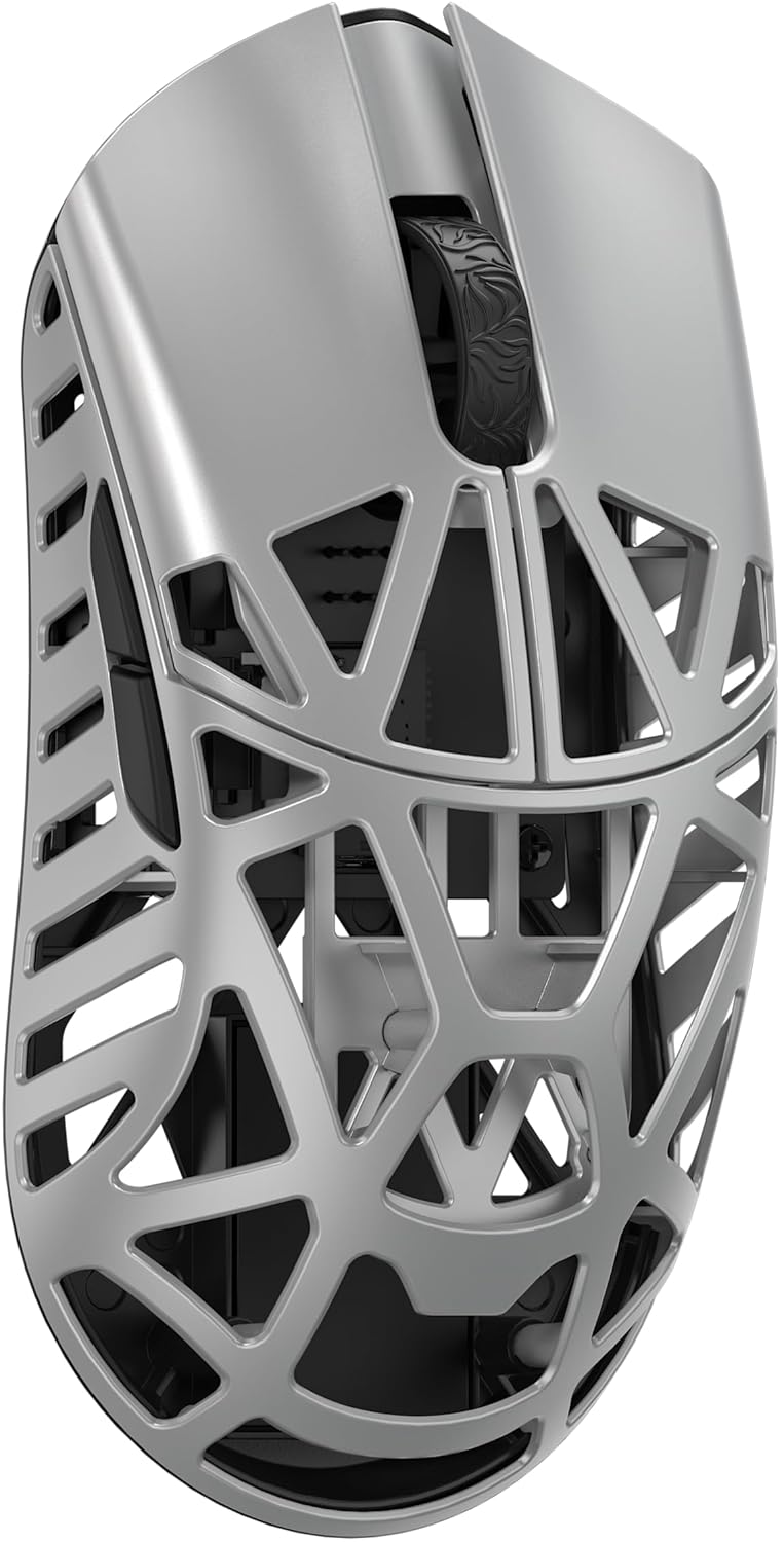 WLMOUSE Beast X Mini Pro Ultra-Light 34g Magnesium Gaming Mouse, PAW3950 HS Sensor, 8K Polling Rate, 30000 DPI,OM & TTC Switches, Customizable Side Panels.(Silver(OM Switch-Side Slits))