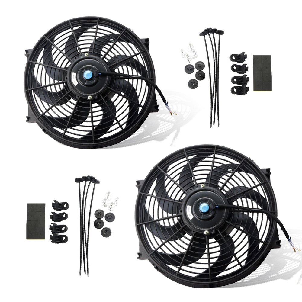 Photo 1 of MOSTPLUS Black Universal Electric Radiator Slim Fan Push/Pull 12V + Mounting Kit (14 Inch) Set of 2