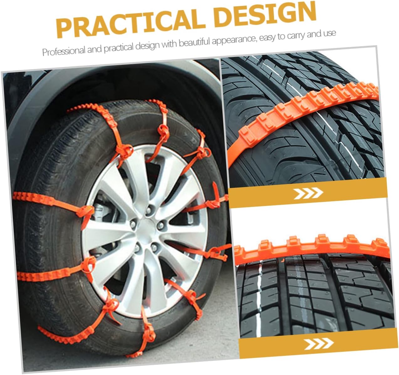 10pcs -skid Tire Chains for Snow Mud Ice Vehicle Traction Cable Ties for Cars Suvs Reinforced Non- Tire Cables for Driving Safety