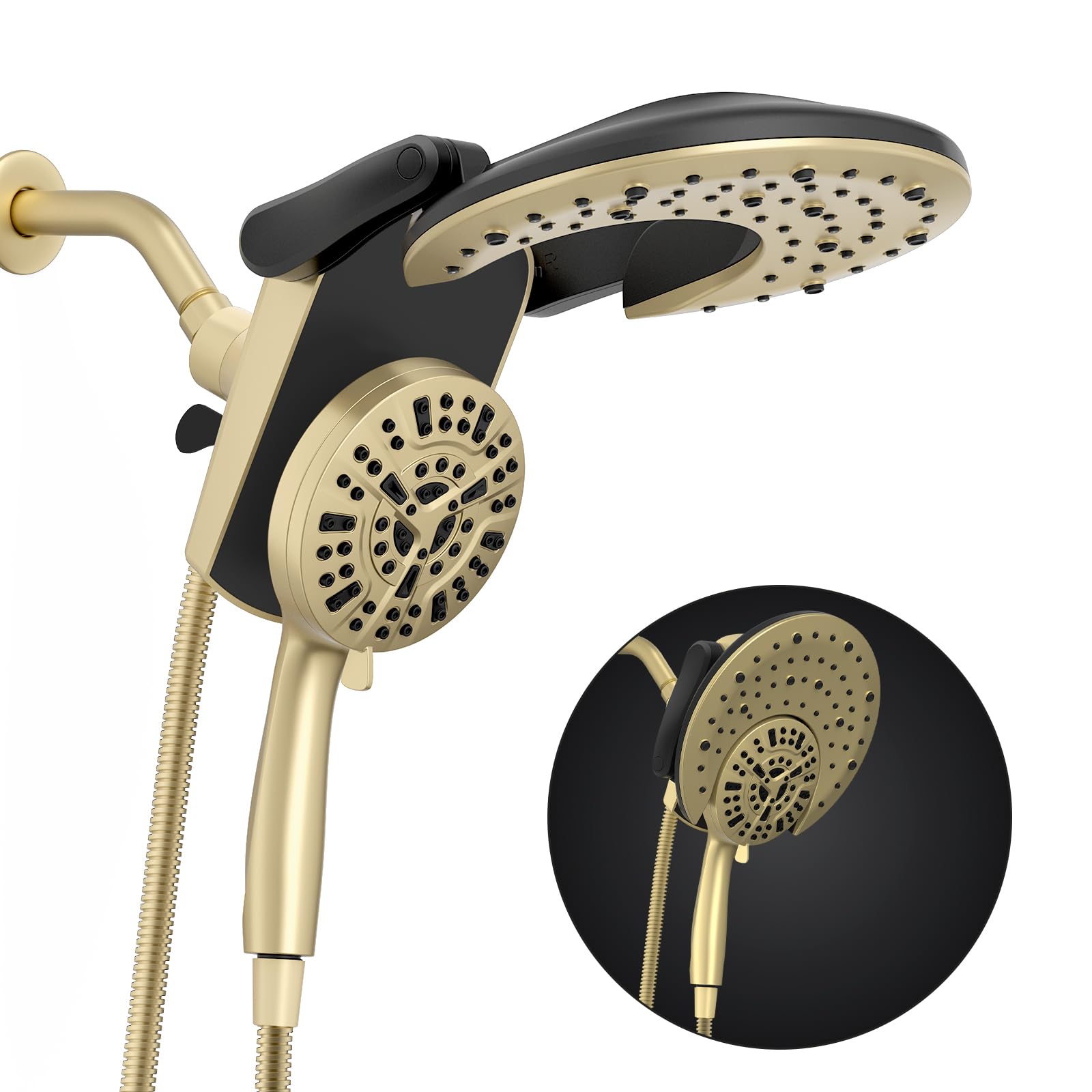 Foldable Rainfall Shower Head 9 Spray Settings/Modes Handheld Showerheads