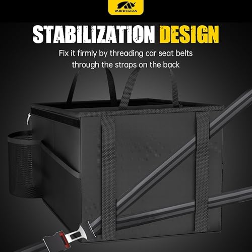 Miniatura 5 de MIKKUPPA Organizador de asiento de automóvil, organizador de asiento delantero y trasero con caja de pañuelos y soporte para tazas, caja de