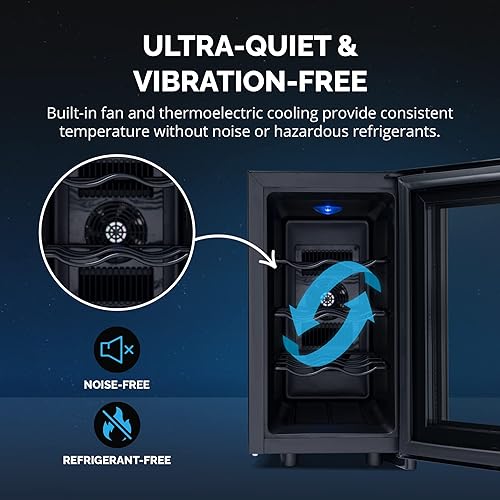 Miniatura 4 de NewAir Shadow-T Series - Nevera termoeléctrica de vino de 8 botellas, Refrigerador de vino de encimera, Bodega compacta con espejo, Enfriador de