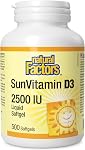 Natural Factors Vitamine D Soleil 2500 UI 500 Gélules D3 Vitamine | HAUTE POTENCE, FORMAT ÉCONOMIQUE - Approvisionnement de 16+ Mois, Aide à Prévenir la Carence en Vitamine D3